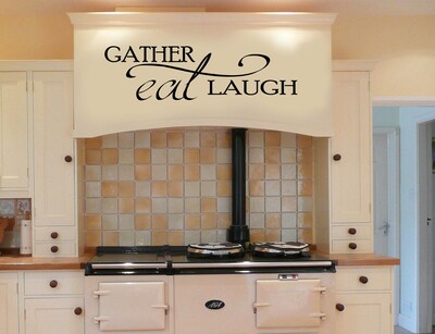 Kitchen Wall Art Decor Decal | Gather EAT Laugh | Wall Decals - Kitchen Wall Stickers - 1806 - image1